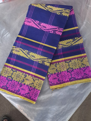 Moumitasaree Self Design Tant Pure Cotton Saree(Dark Blue)