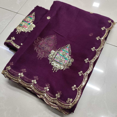 Sareez House Embroidered Bollywood Chiffon Saree(Multicolor)