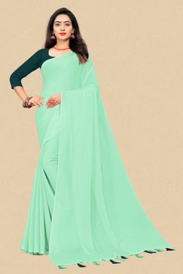 AMI CREATION Dyed, Self Design Bollywood Georgette Saree(Blue)