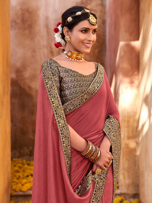 Divastri Woven Bollywood Silk Blend Saree(Purple)