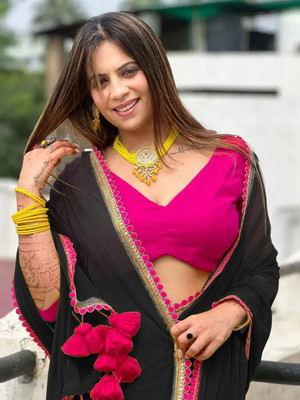 Brahmani Creation Embroidered Bollywood Georgette Saree(Black)