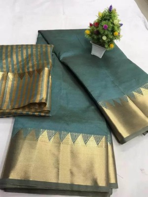 Palak Creation Self Design Assam Silk Cotton Blend Saree(Light Green)