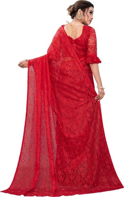 NEXA Embroidered Bollywood Net Saree(Red)