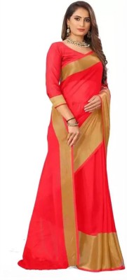 Vragi Solid/Plain Bollywood Chiffon Saree(Pink)