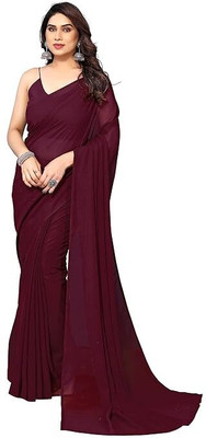 APEKSHAFASHION Solid/Plain Bollywood Chiffon Saree(Purple)