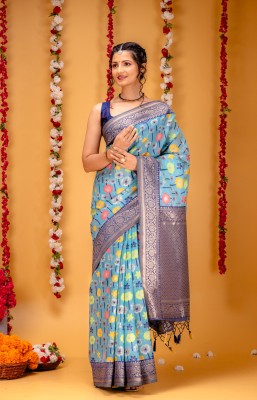 MIMOSA Woven Banarasi Art Silk Saree(Blue)