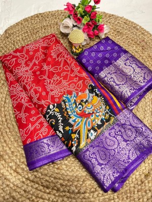 Chandan Fabrics Printed Bollywood Chanderi Saree(Red)