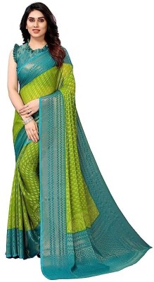 Sitanjali Printed Mysore Brasso, Chiffon Saree(Light Green)