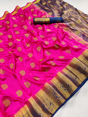 BHOLEBABA CREATION Self Design, Solid/Plain Banarasi Tussar Silk Saree(Pink)