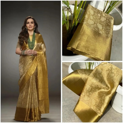 ZUBAIR SILK TEX Woven Banarasi Art Silk Saree(Gold)