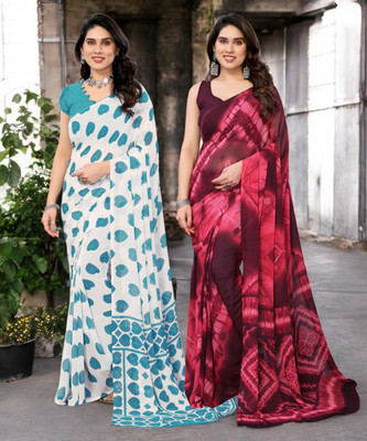 Moda Rapido Printed Bollywood Georgette Saree(Pack of 2, Multicolor)