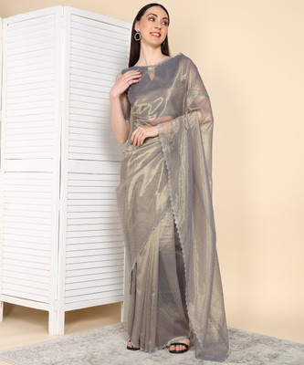 Divastri Embellished Bollywood Organza Saree(Grey)