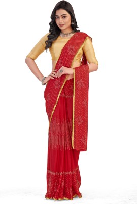 Florona Enterprise Embellished Bollywood Jacquard, Cotton Silk Saree(Red)