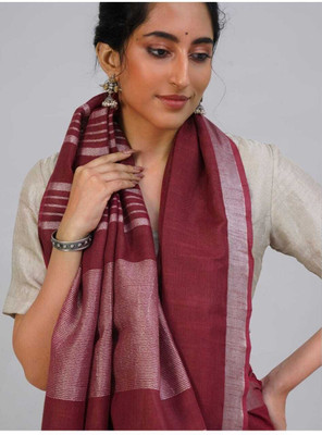 EthinicSpecial Woven Handloom Cotton Linen Saree(Light Green)
