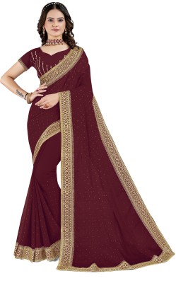 Om Creation Embroidered Bollywood Georgette Saree(Maroon)