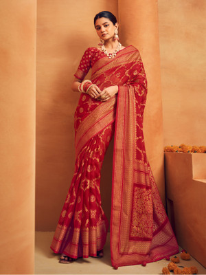 ANOUK Woven Bollywood Georgette Saree(Red)
