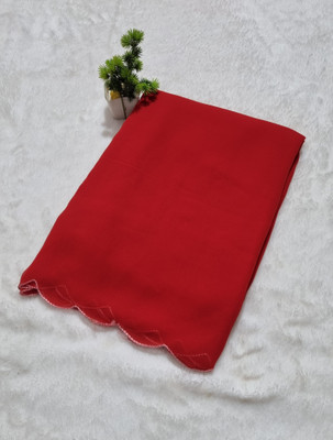Arpita Fashion Solid/Plain, Self Design, Embroidered Bollywood Georgette Saree(Red)