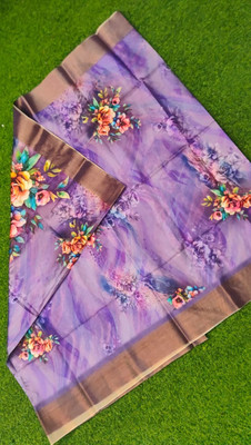 Kprinted silk Floral Print, Printed, Woven Bandhani Polyester Saree(Purple)