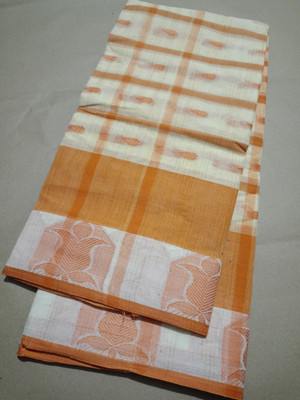 Aishani tant saree ghar Self Design Tant Pure Cotton Saree(White)