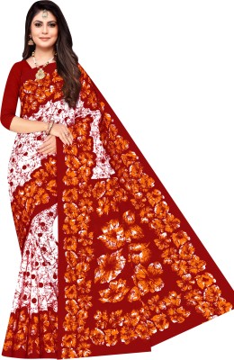 SARITA SAREES Printed Daily Wear Pure Cotton Saree(Red)