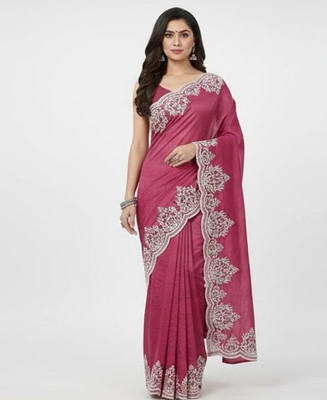 GHF Embroidered, Floral Print, Solid/Plain Daily Wear Pure Silk Saree(Light Blue)