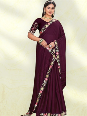 Shree Ambey Self Design Bollywood Georgette Saree(Purple)