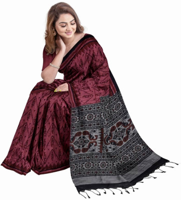 Bhadra Printed Sambalpuri Viscose Rayon Saree(Pink)