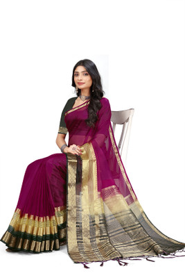 Aarunika LGF Woven Bollywood Organza Saree(Magenta)