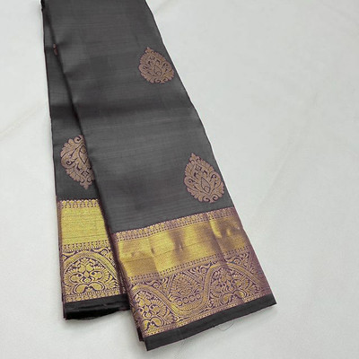manmohitsaree Printed Banarasi Jacquard Saree(Grey)