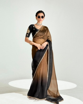 Shree nath Sadi Centre Self Design Handloom Tussar Silk Saree(Beige, Black)