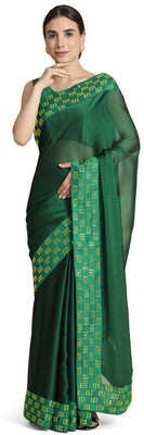 pUNYATHA CREATION Embellished Bollywood Crepe Saree(Dark Green)