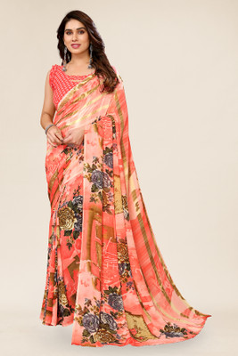 Anand Sarees Ombre, Floral Print Daily Wear Georgette Saree(Pink)