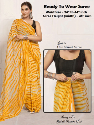 Rudra Fab Self Design Leheria Georgette Saree(Yellow)