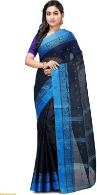 Ankita saree house Woven, Self Design Tant Pure Cotton Saree(Black)