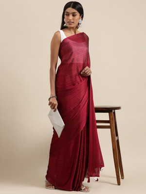 Divastri Solid/Plain Bollywood Georgette Saree(Maroon)
