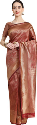 Pritam Woven Banarasi Silk Blend Saree(Maroon)