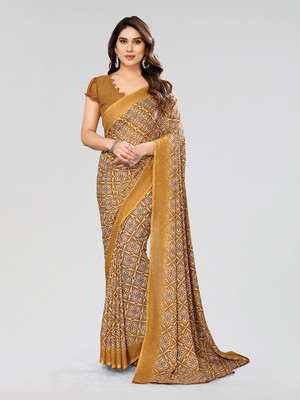 Moda Rapido Printed Daily Wear Georgette Saree(Yellow)