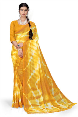 Pemal Designer Embellished Bollywood Georgette Saree(Yellow)