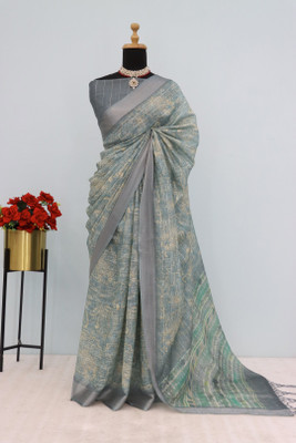 Vrati Creation Printed Bollywood Linen Saree(Multicolor)