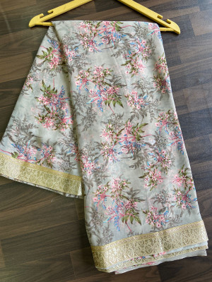 bhavika silk mills Printed Daily Wear Georgette Saree(Cream)