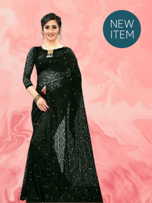 SAREEYA16 Printed Daily Wear Cotton Blend Saree(Black)
