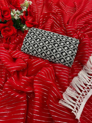 TRENDY TRENDZ Printed Daily Wear Georgette Saree(Red)