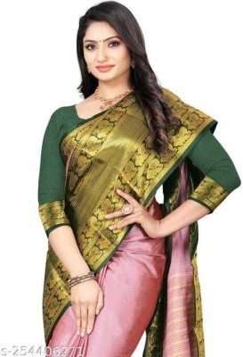 Juhi Collection Embellished Dharmavaram Cotton Silk Saree(Pink)