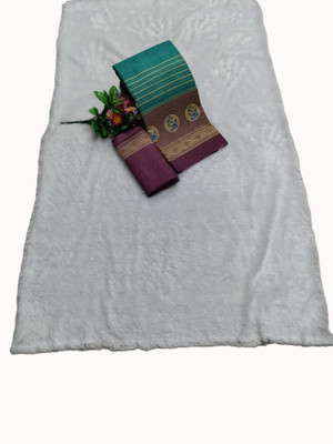 Gajal Printed Bollywood Cotton Linen, Linen Saree(Light Blue)