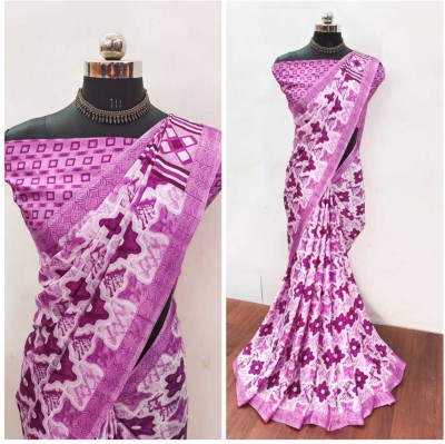 jihana fab Printed Banarasi Chiffon Saree(Purple)