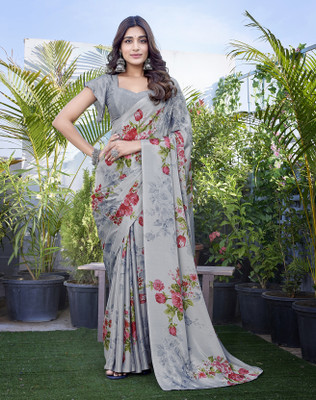 YASHIKA Printed Bollywood Tussar Silk Saree(Grey)