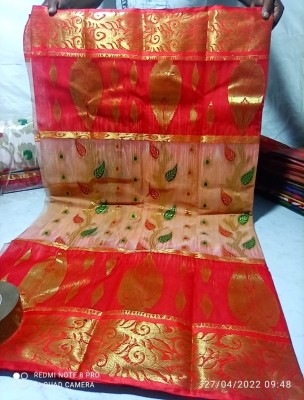 FASHION MOODS Woven Jamdani Cotton Silk Saree(Cream)
