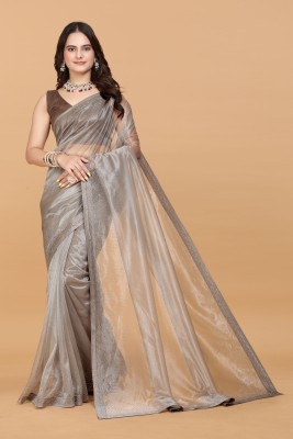 JENNVIA Self Design Daily Wear Net Saree(Grey)