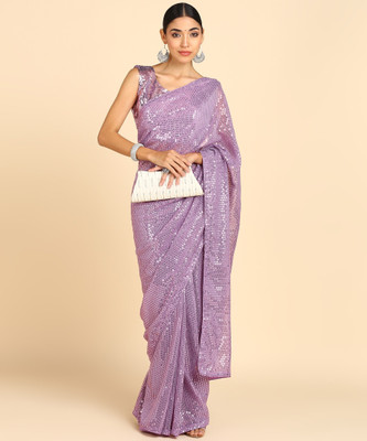 Clemira Embellished Bollywood Georgette Saree(Pink)