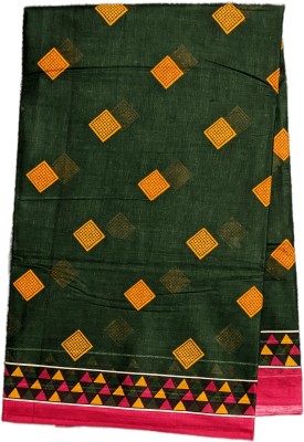 SARITA SAREES Printed Daily Wear Pure Cotton Saree(Dark Green)